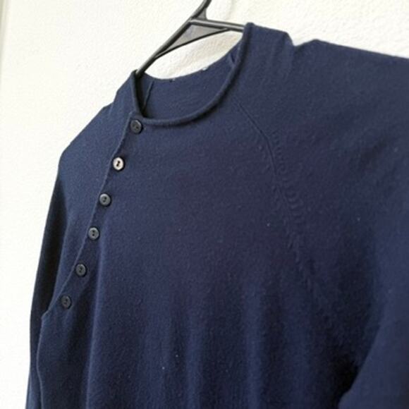 L’AGENCE Button Shoulder Knit Sweater Navy Pullover Scandi Dark Academia S - Picture 2 of 6